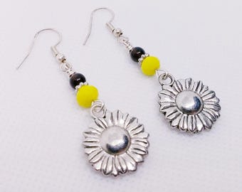 Sunflower Earrings - Dangle Earrings -Gift For Her