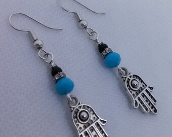Hamsa Hand Earrings - Fatima Hand Earrings - Spiritual Symbol Earrings - Gift For Her