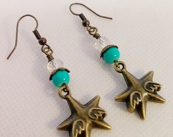 Star Dangle Earrings - Celestial Earrings - Star Jewelry
