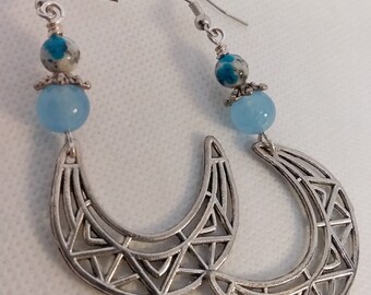 Handmade Crescent Moon Earrings -Man In The Moon Earrings - Gift For Her