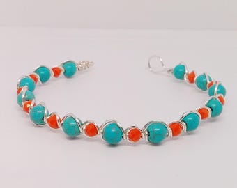 Wire Wrapped Beaded Bracelet - Beaded Bracelet - Wire Wrapped Jewelry