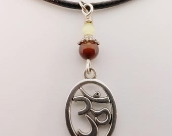 Om Necklace - Meditation Jewelry - Cord Pendant Necklace -