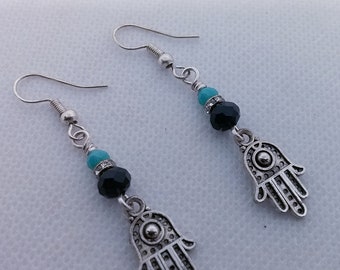 Hamsa Hand Earrings - Fatima Hand Earrings - Spiritual Symbol Earrings - Gift For Her