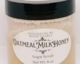 Oatmeal Milk Honey Sugar Scrub - Exfoliating Body Scrub - Gift for her