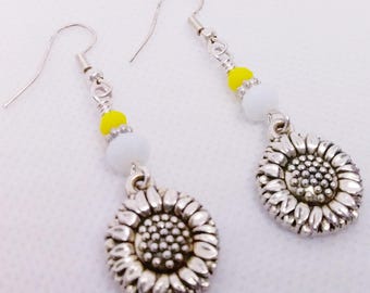 Sunflower Earrings - Dangle Earrings -Gift For Her