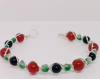 Wire Wrapped Beaded Bracelet - Beaded Bracelet - Wire Wrapped Jewelry
