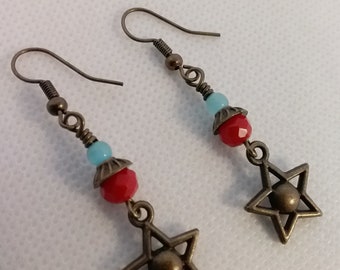 Star Dangle Earrings - Celestial Earrings - Star Jewelry