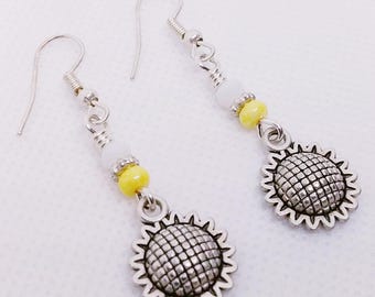 Sunflower Earrings - Dangle Earrings -Gift For Her