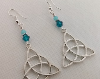 Triquetra  Knot Earrings Blue, Trinity Knot Earrings