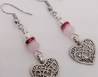 Filigree Heart Earrings - Boho Earrings - Heart Boho  Earrings - Valentine's Day Gift
