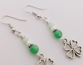 Four Leaf Clover Earrings - Irish Earrings - St. Patrick's day Jewelry - Dangle Earrings