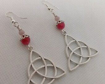 Triquetra  Knot Earrings Red Chalcedony Trinity Knot Earrings
