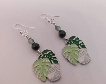 Plant Earrings, Plant Parent, Plant Lover, Leaf Earrings, Monstera Earrings