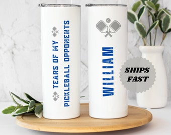 Personalized Pickleball Tumbler: Stainless Steel Water Bottle with Straw