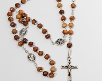 Rosario de madera de olivo de Jerusalén: Tierra Santa, cuentas de oración cristianas