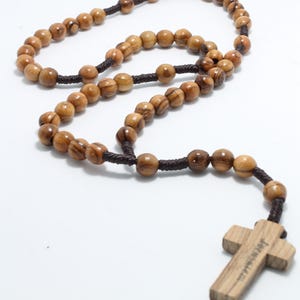 Olive Wood Rosary Rope with Wooden Cross Handmade Rosary for Prayer and Spirituality, Perfect Religious Gift