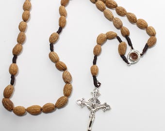Rosario de madera de olivo: Rosario cristiano de oración hecho a mano, bendecido en Jerusalén