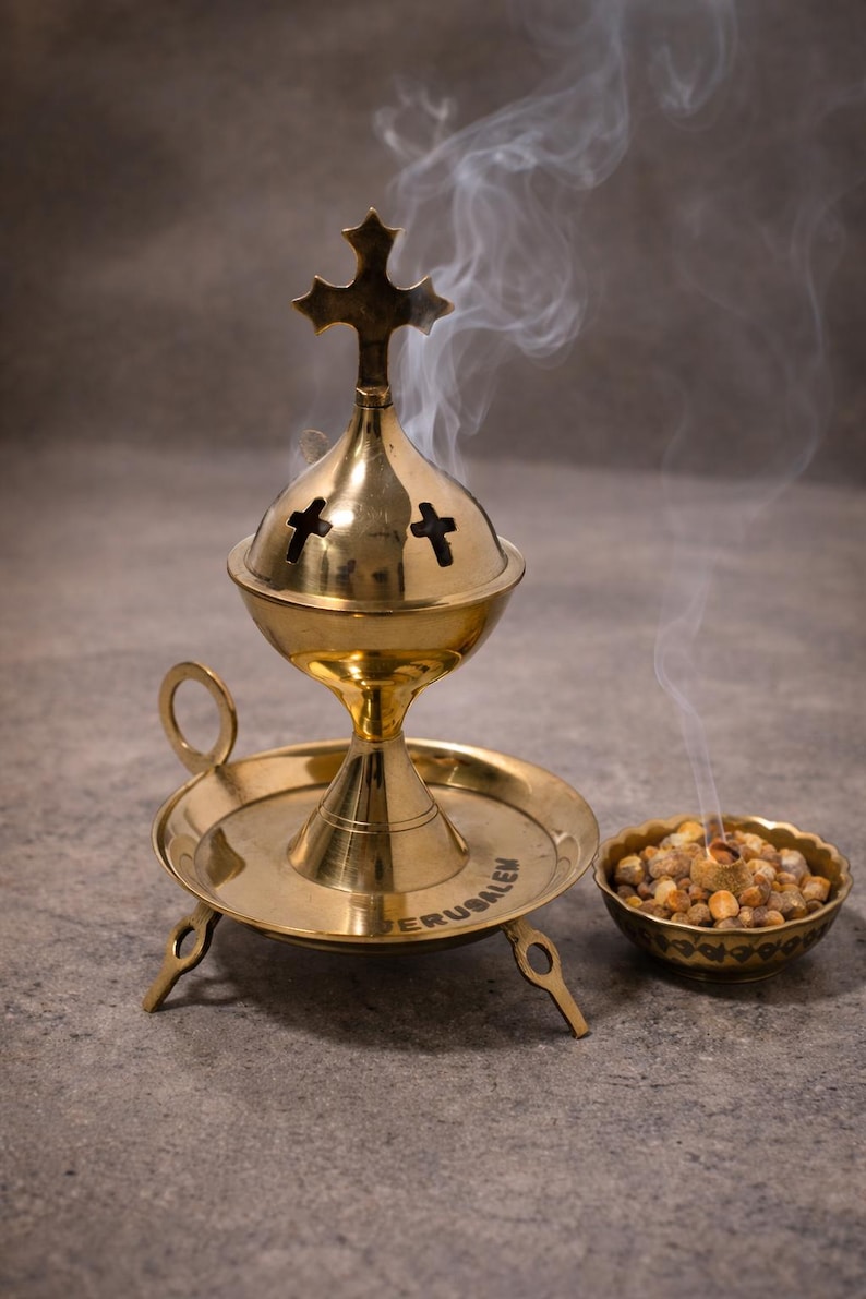 Brass Incense Burner From Jerusalem – Christian Censer With Cross ...