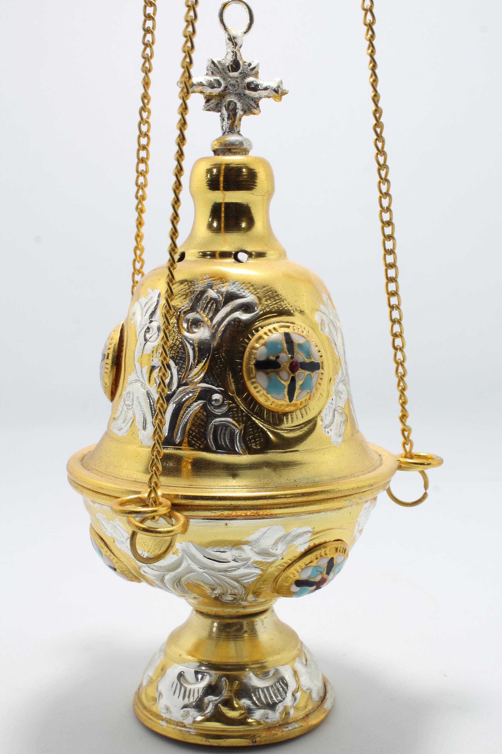 Small Gold and Silver Orthodox Incense Burner, Holy Land Religious Gift ...