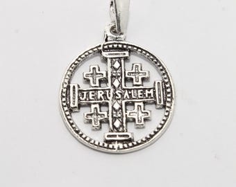 Christian Silver Cross Pendant 925 Jerusalem Silver Religious Cross for Men and Women Catholic Orthodox Christian Gift