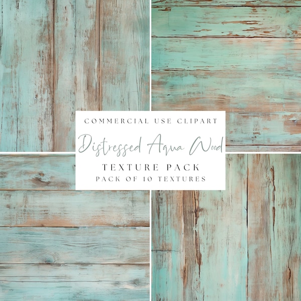 Aqua Distressed Wood Texture Pack. Wood Grain Background. JPEG Images. Rustic Wooden Boards Bundle. Instant Digital Download. Commercial Use