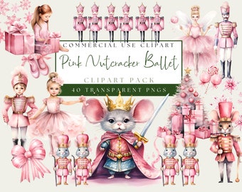 Pink Watercolor Nutcracker Clipart. Christmas Pastel Nutcracker Ballet PNG Bundle. Sugar Plum Fairy Image. Instant Download. Commercial Use.