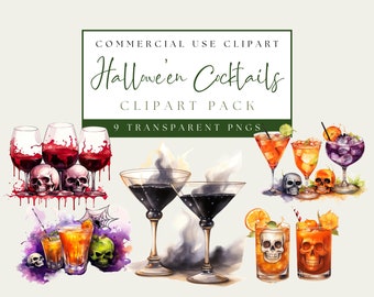 Halloween Cocktail Clipart. Läskiga Halloween-drinkar. PNG Clipart. Kommersiellt bruk. Transparent bakgrund. Direkt nedladdning. Kusliga cocktails