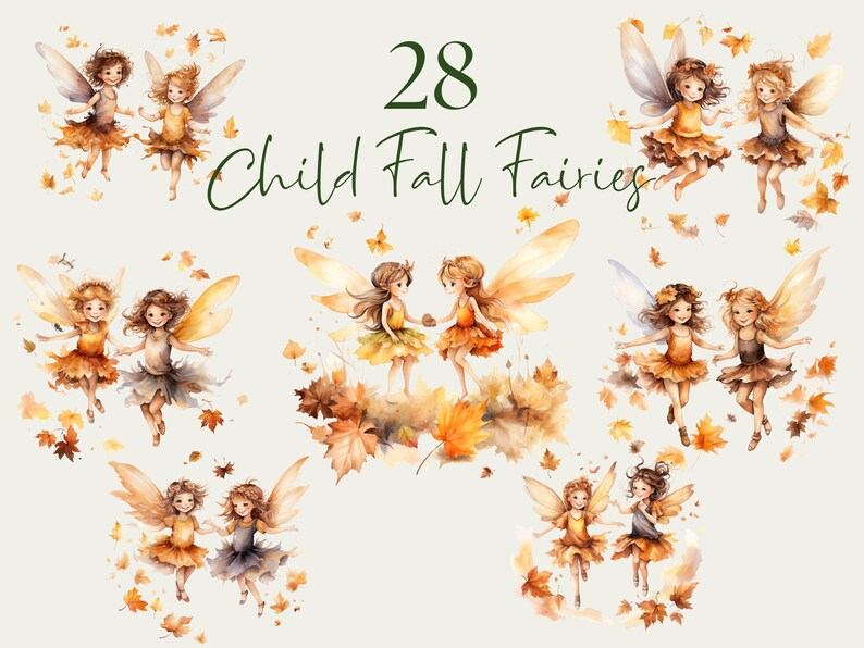 Fall Fairy Clipart. Autumn Child Fairies Watercolor Bundle. - Etsy