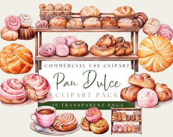 Imágenes Prediseñadas De Pan Dulce. Paquete de pan dulce mexicano. Conjunto de pasteles mexicanos. Conchas PNG. Gráficos Pan Dulce. Descarga instantánea. Uso comercial.