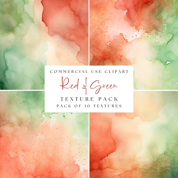 Red and Green Abstract Texture Clipart. Commercial Use. Alcohol Ink Watercolor. JPEG Images. Red Green Xmas Backgrounds. Instant Download.