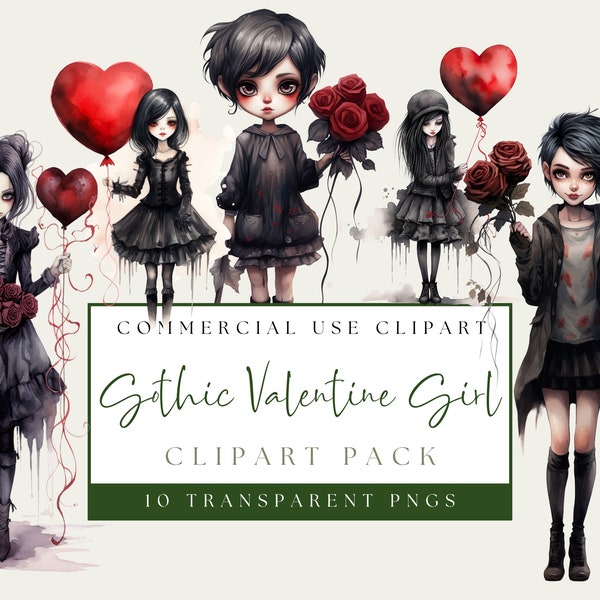 Gotische Puppe Clipart. Dark Valentines Goth Girl Bundle. Gruseliger Valentinstag PNG. Voodoo Liebe Grafik. Sofortiger digitaler Download. Kommerzielle Nutzung.