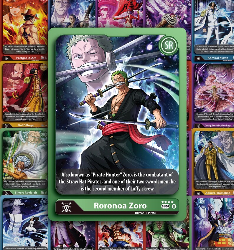 Rononoa Zoro One Piece Playing Card Custom Trading Cards Etsy