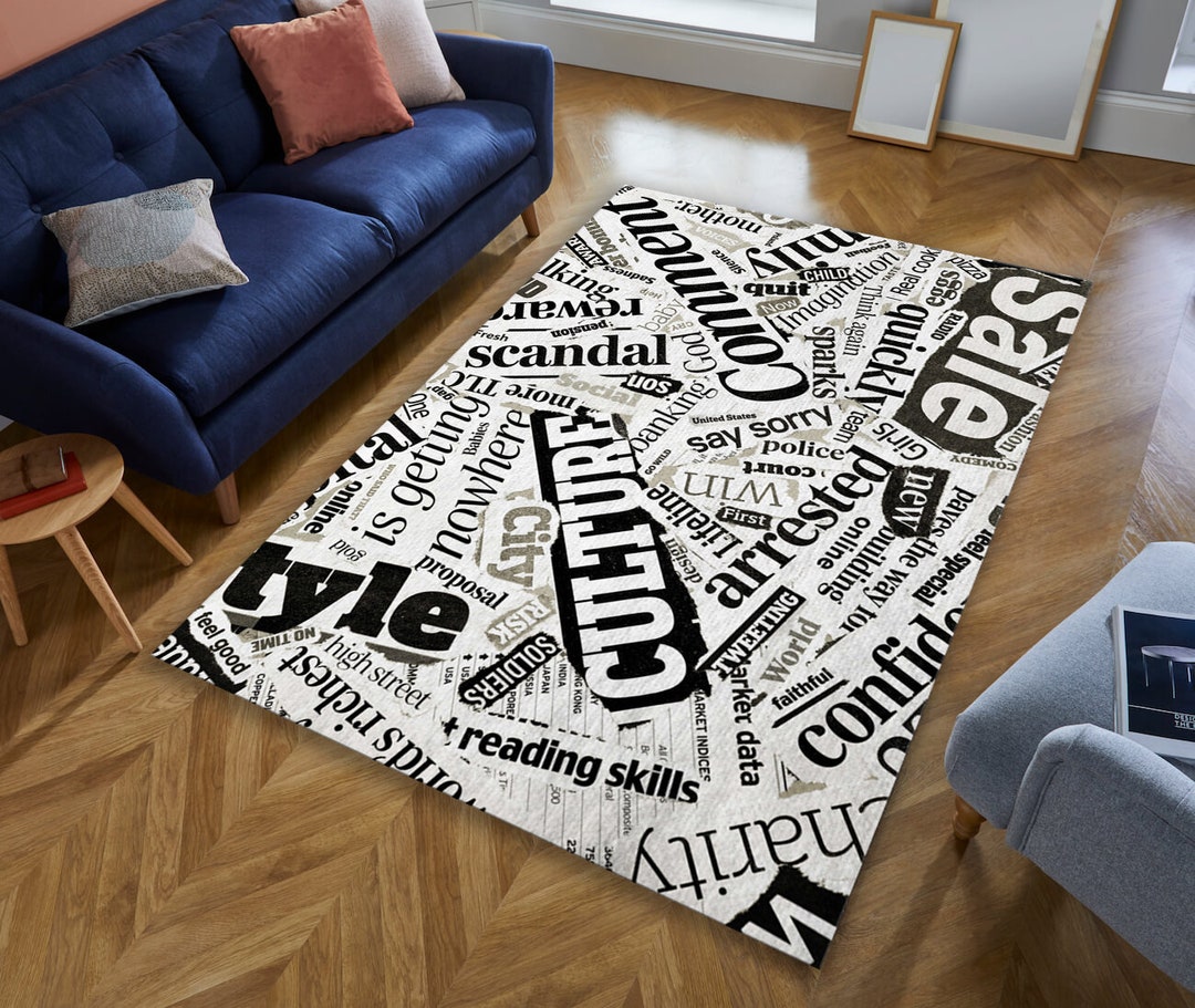 Newspaper Rug Newspaper Carpet in the Newspaper Carpet Etsy