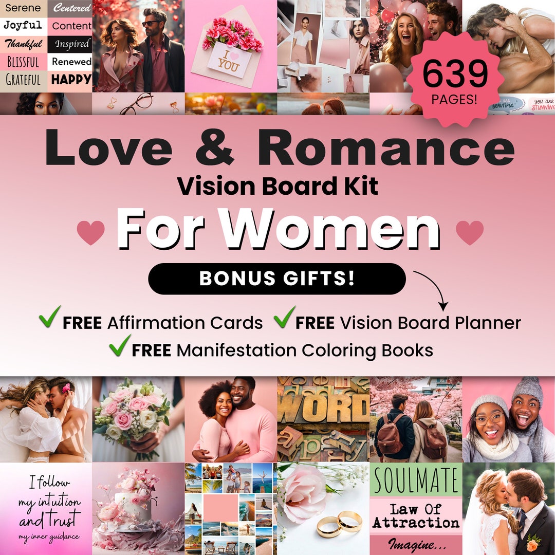 Vision Board Romance, Vision Board for Women, Law of Attraction Kit ...