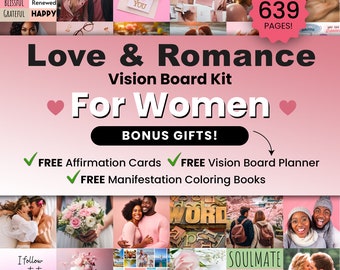 Vision Board Romance, Vision Board for Women, Law of Attraction Kit, Vision  Board Workbook, Manifest Love and Romance Vision Board Printable 