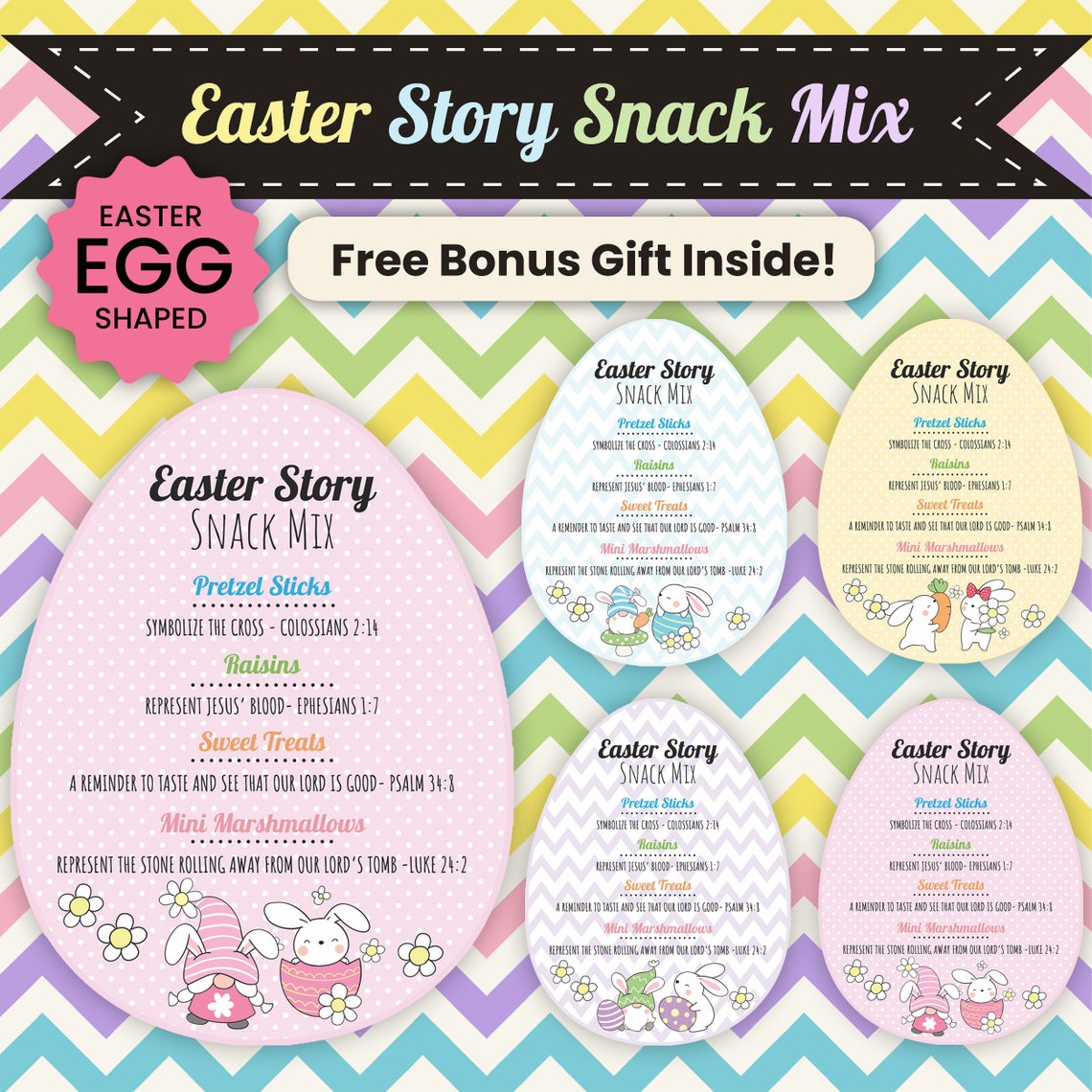 Easter Story Snack Mix Printable Tags, Easter Snack Mix Printable Happy ...