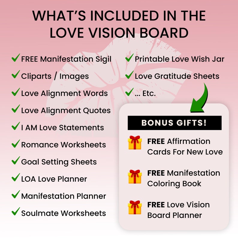 Vision Board Romance, Vision Board for Women, Law of Attraction Kit ...