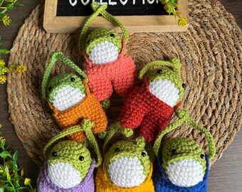 Crochet Frog Keychain | Handmade Amigurumi Bag Charm