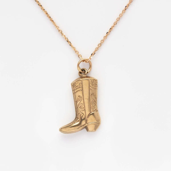 Cowboy Boot Gold Necklace, Fun Cowgirl Boot Necklace, Western Boot Necklace, Lucky Charm Necklace, Horseshoe Charm, Vegas Charm Gift For Her