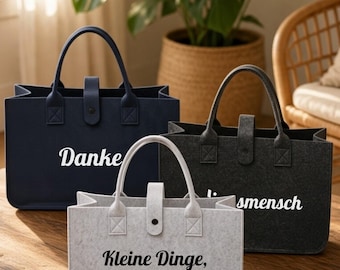 Personalized felt bag with custom text or name, felt shopping bag, felt pouch, birthday gift, Christmas gift