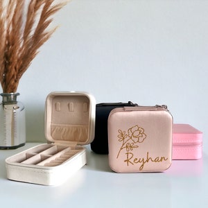 Personalized jewelry box with name, jewelry box PU leather, jewelry box, jewelry case travel, gifts for birthday, bridesmaid