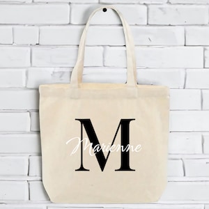 Bolsa de tela personalizada con inicial y nombre, bolsa de tela, tote bag, ideas de regalo para mujer, bolso de playa, regalos para cumpleaños
