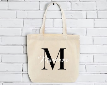 Personalisierte Stoffbeutel mit Initial und Name, Stofftasche, Tragetasche, Geschenkideen für Frauen, Strandtasche, Geschenke für Geburtstag