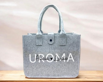 Personalized felt bag UROMA, shopping bag for great-grandmother, felt bag with great-grandchild's name, birthday gift, Christmas gift