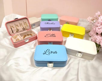 Personalized jewelry box with name, PU leather jewelry case, travel jewelry case, jewelry box, birthday gift, Christmas gift