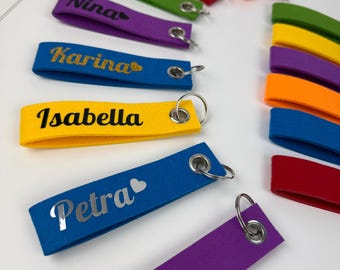 Personalized keychain with name – Individual felt key fob with desired name, gifts for birthdays, Christmas gifts