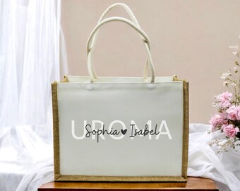 Personalized jute bag for great-grandchildren, jute bag with great-grandchild's name, shopping bag for great-grandmother, beach bag, gifts for birthdays and Christmas