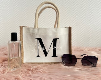 Personalisierte Jutetasche mit Name und Initial • Brautjungfern Geschenk • Geschenke für Frauen • Geschenke für Mama • Muttertagsgeschenke