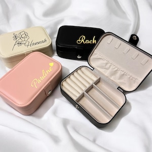 Personalized jewelry box with name, jewelry box travel, jewelry box PU leather, gift ideas for women, jewelry case
