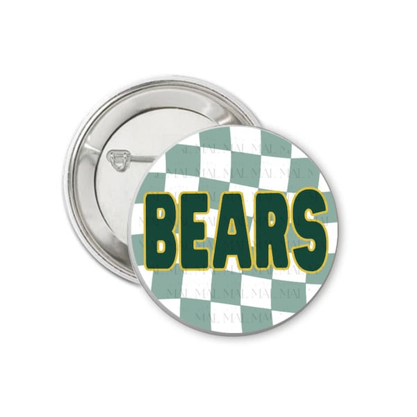 Wavy Checkered 3" Pinback or Magnetic Gameday Custom Button